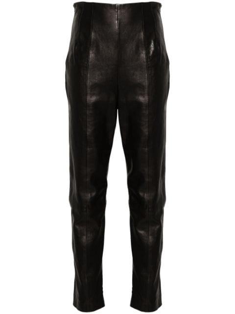 leather tapered trousers by KHAITE