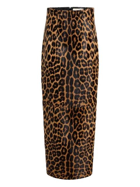 leopard print slit maxi skirt by KHAITE