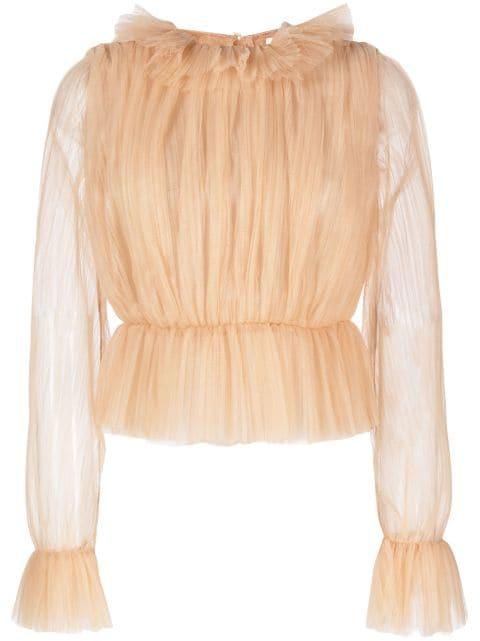 long-sleeve tulle blouse by KHAITE
