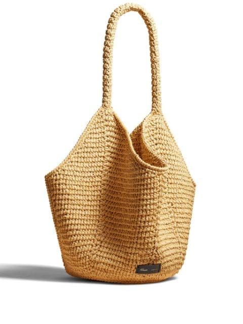 medium Lotus raffia tote bag by KHAITE