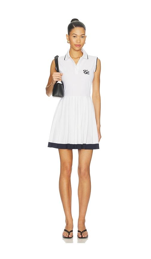Khalhon Club Trim Pleated Dress in White by KHALHON