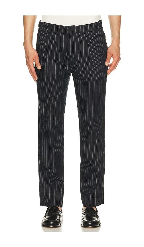 Khalhon Daisy Stripe Linen Trousers in Blue by KHALHON