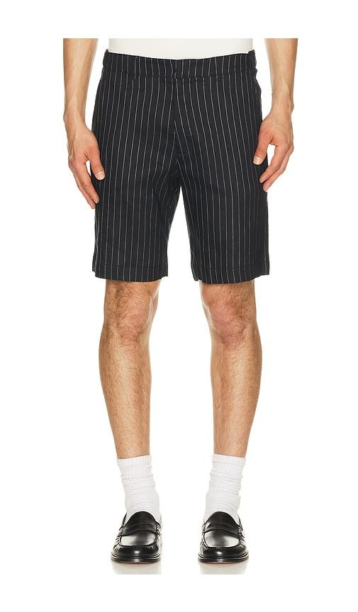 Khalhon Linen Stripe Club Shorts in Blue by KHALHON