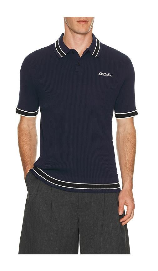 Khalhon Varsity Tipped Rib Polo in Blue by KHALHON