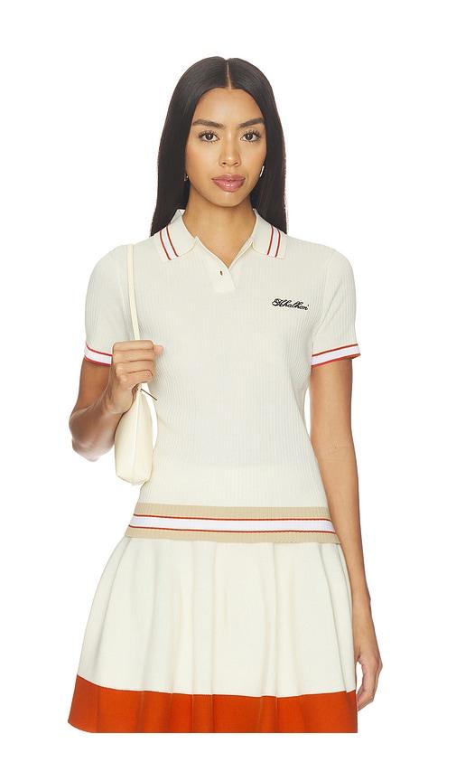 Khalhon Varsity Tipped Rib Polo in Cream by KHALHON