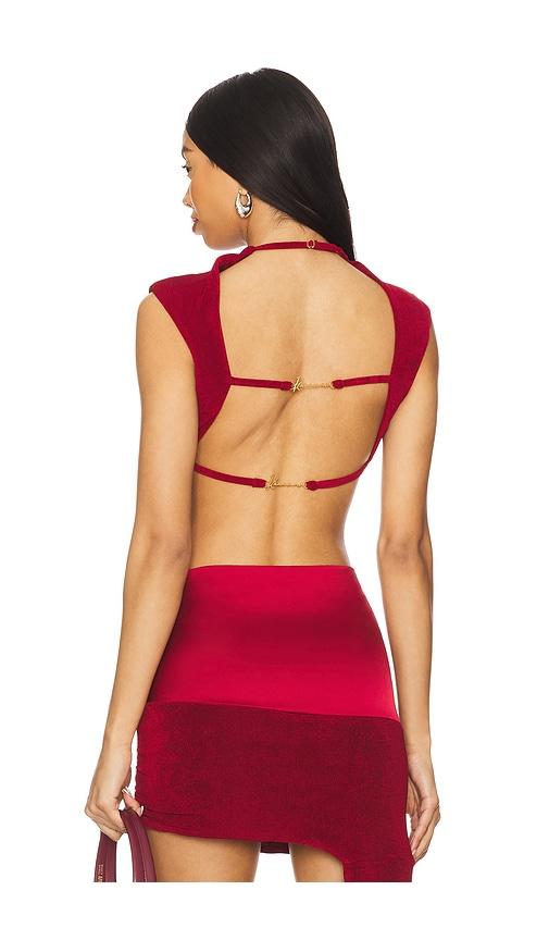 Khanums Backless Cropped Tee in Burgundy by KHANUMS