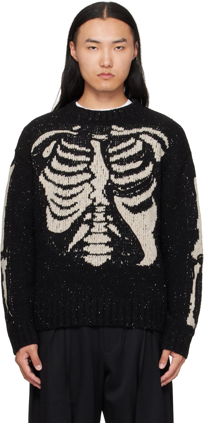 Black Needle Punched Knit Sweater by KHOKI