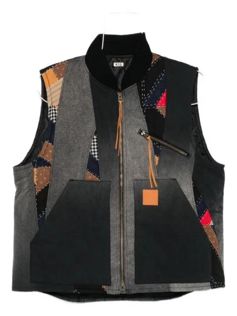 patchwork zipped waistcoat by KHOKI