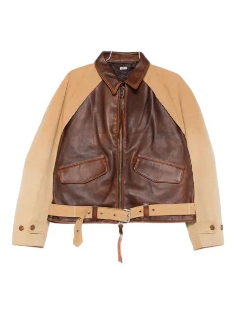 pocketed belted leather jacket by KHOKI