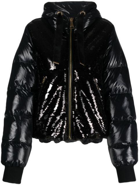 Puff Glossy Sequins hoodied jacket by KHRISJOY