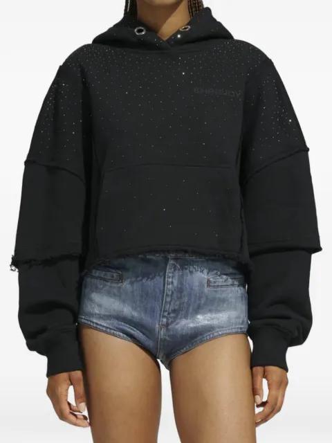 crystal-embellished frayed hoodie by KHRISJOY