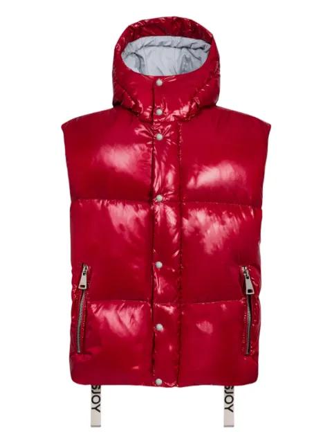 hoodied zip-up puffer-design gilet by KHRISJOY