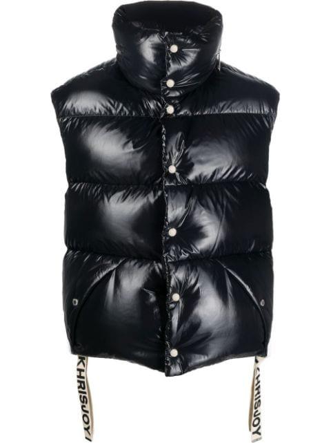 logo-drawstring down gilet by KHRISJOY