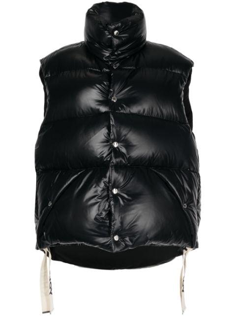 logo-tape shiny puffer gilet by KHRISJOY