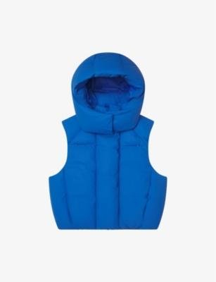 Padded oversized boxy-fit shell hoodied puffer vest by KHY