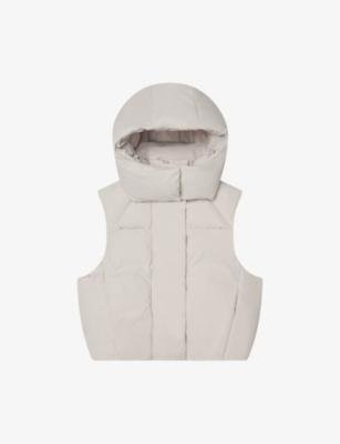 Padded oversized boxy-fit shell hoodied puffer vest by KHY