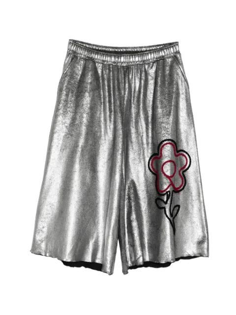 flower-patch metallic shorts by KIDILL