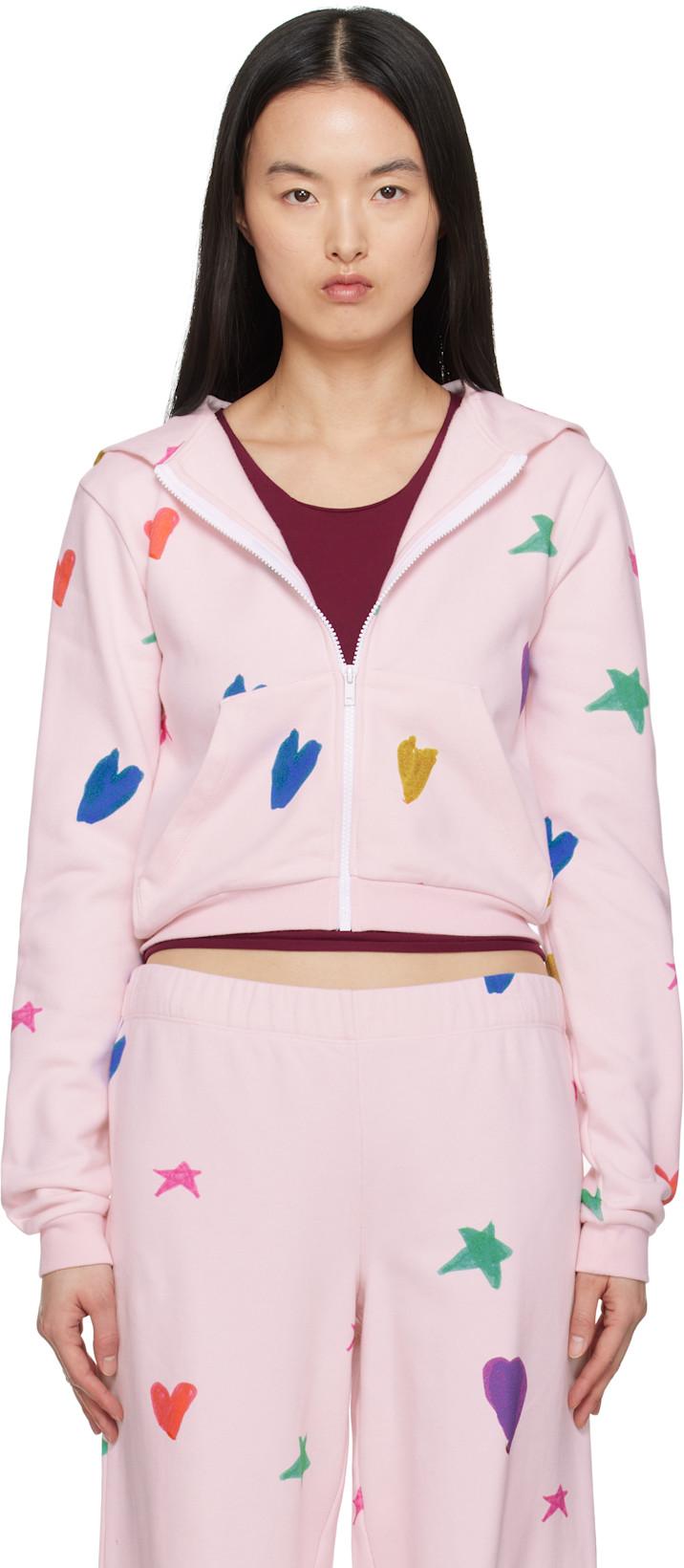 Pink Heart Mini Zip Up Hoodie by KIDS WORLDWIDE