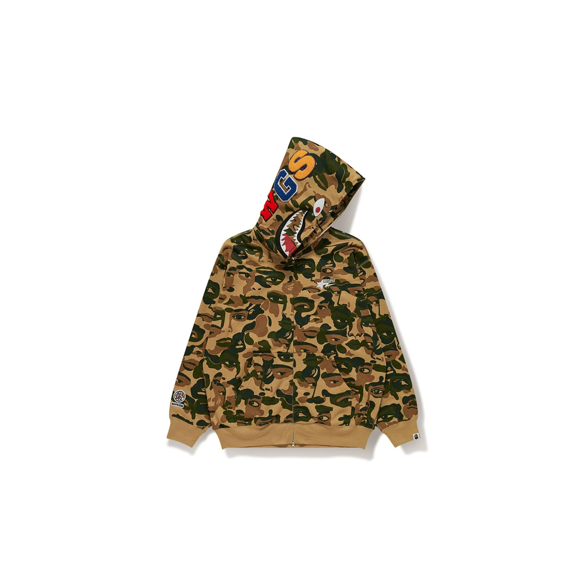 BAPE X KIDSUPER CAMO SHARK FULL ZIP HOODIE [GREEN] by KIDSUPER STUDIOS