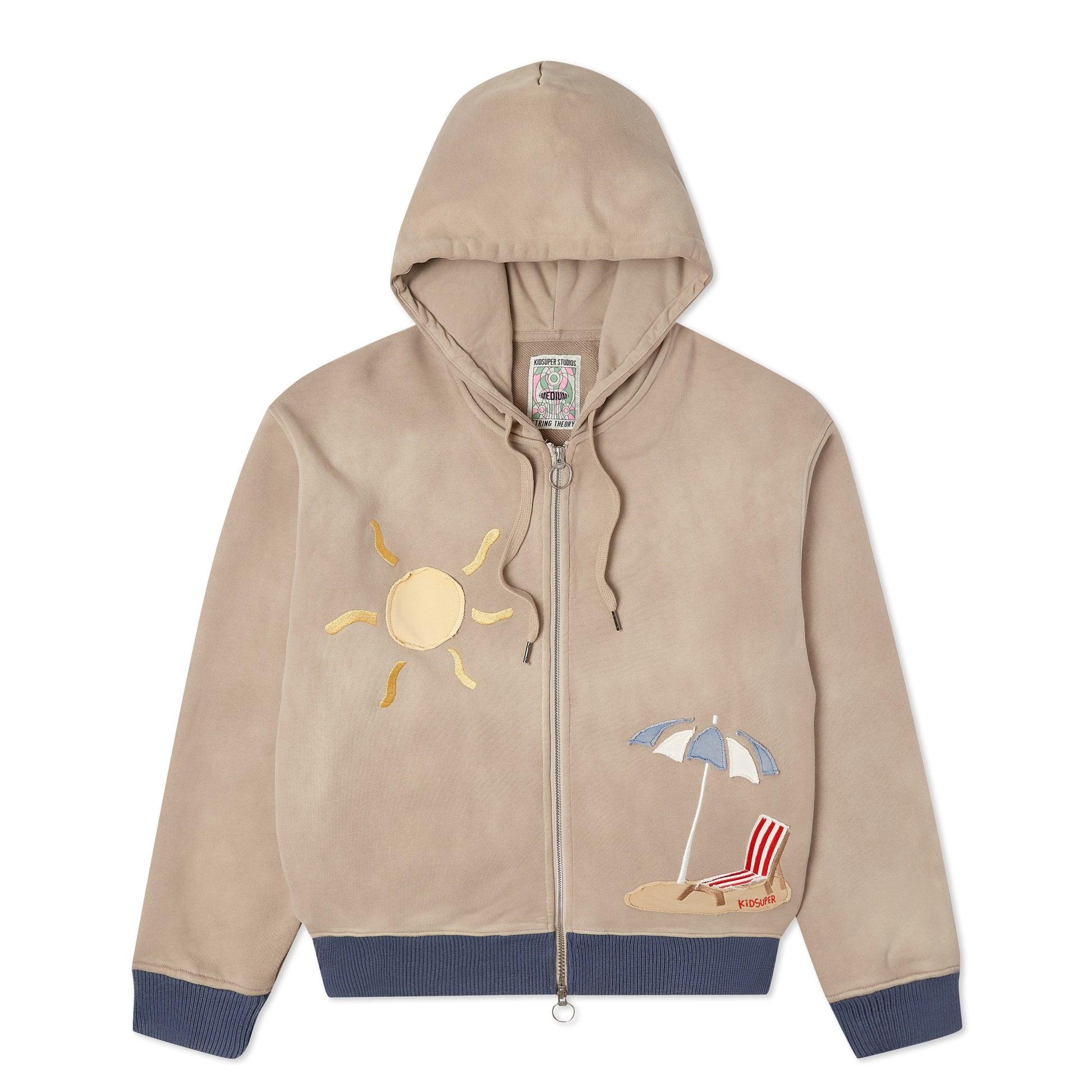 Beach Heavyweight Zip Up Hoodie [Tan] by KIDSUPER STUDIOS