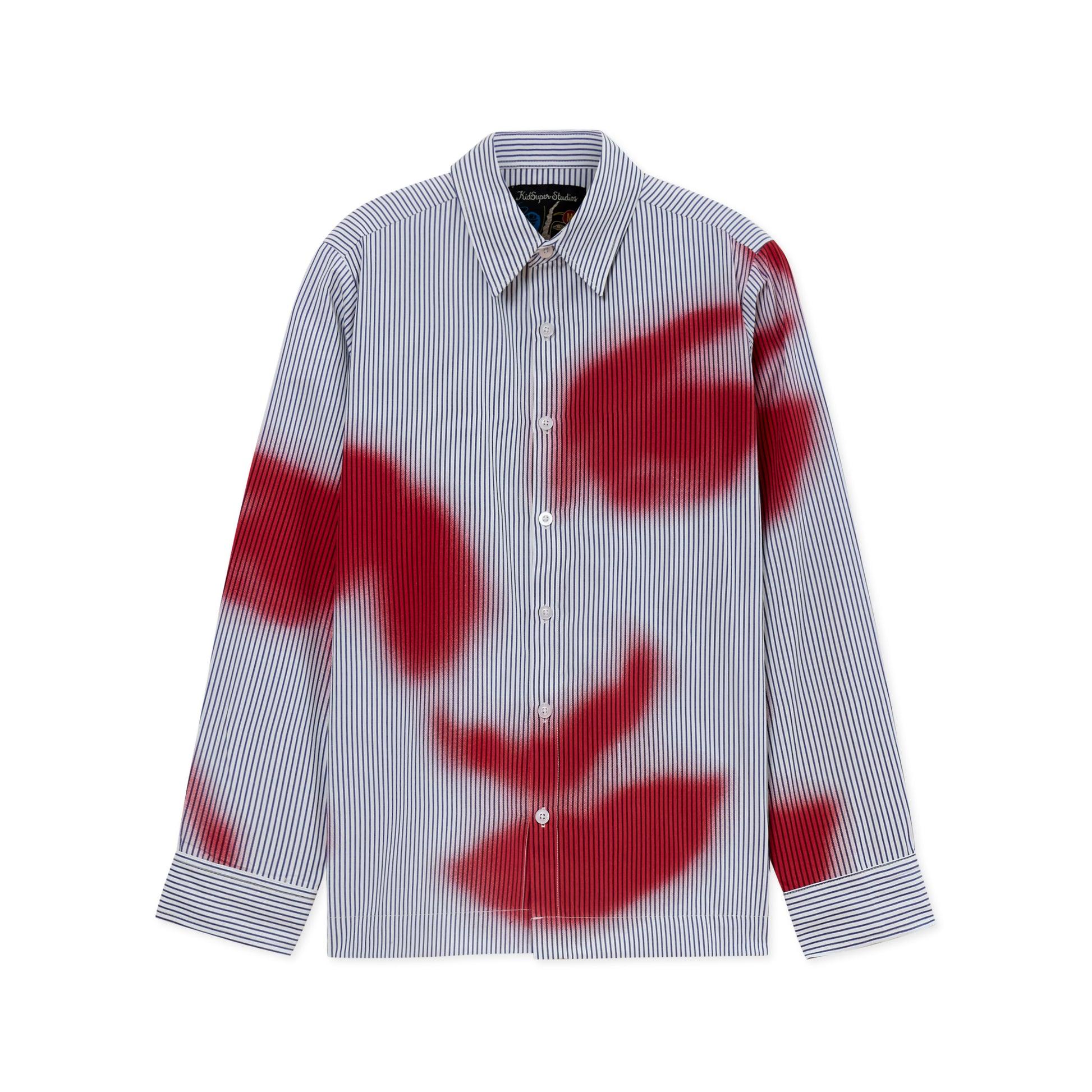 Blurry Face Airbrush Striped Button up [Red] by KIDSUPER STUDIOS