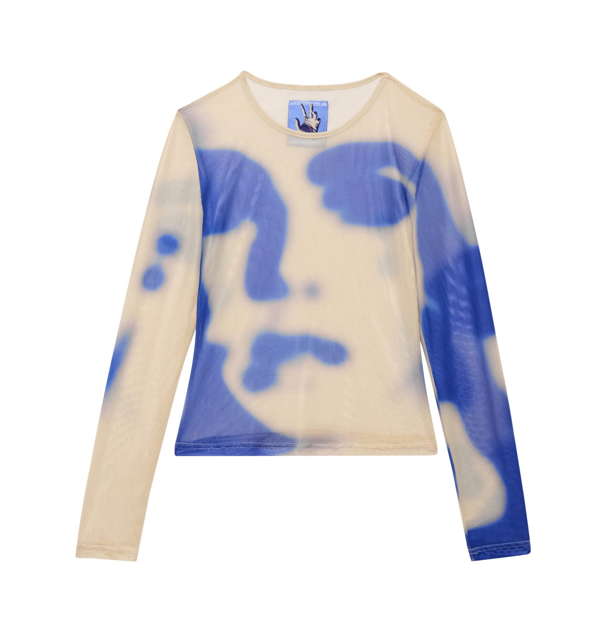 Blurry Face Mesh Womens Top [Cream] by KIDSUPER STUDIOS