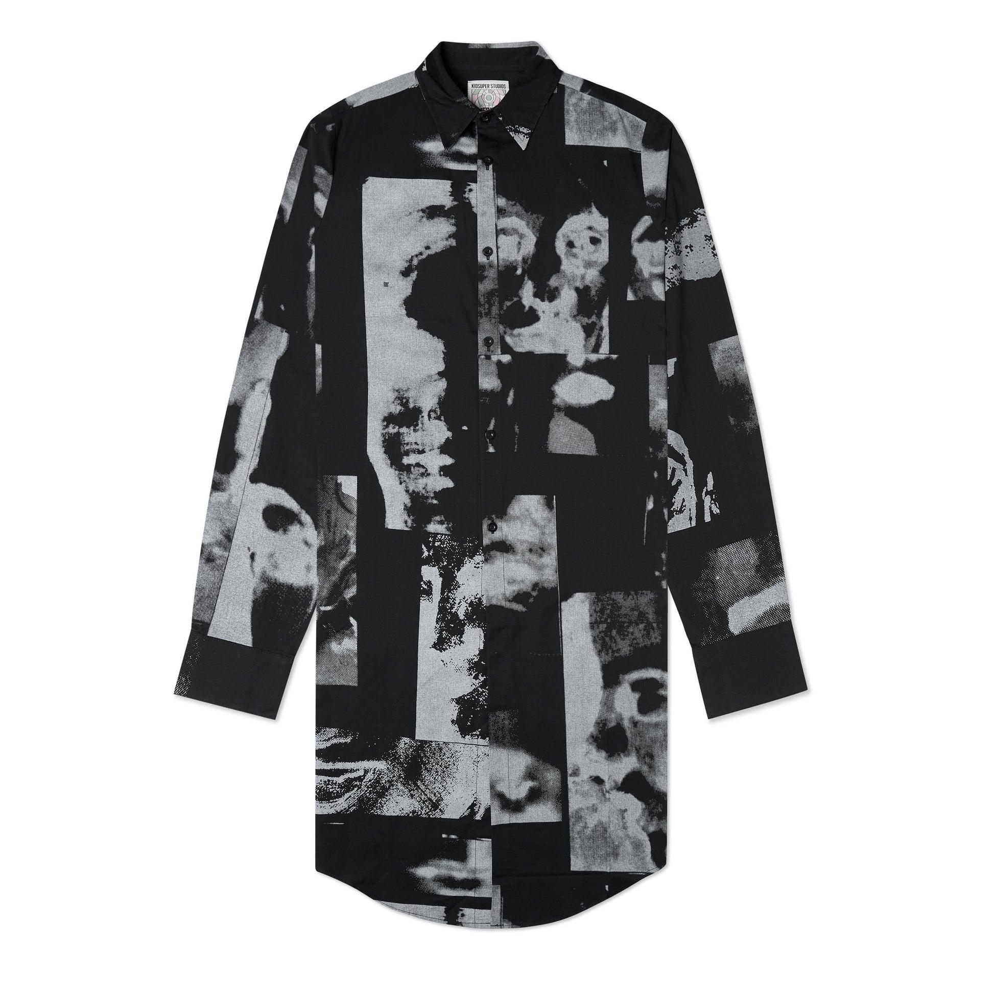 Collage Faces Button Up Long Shirt [Black/ White] by KIDSUPER STUDIOS