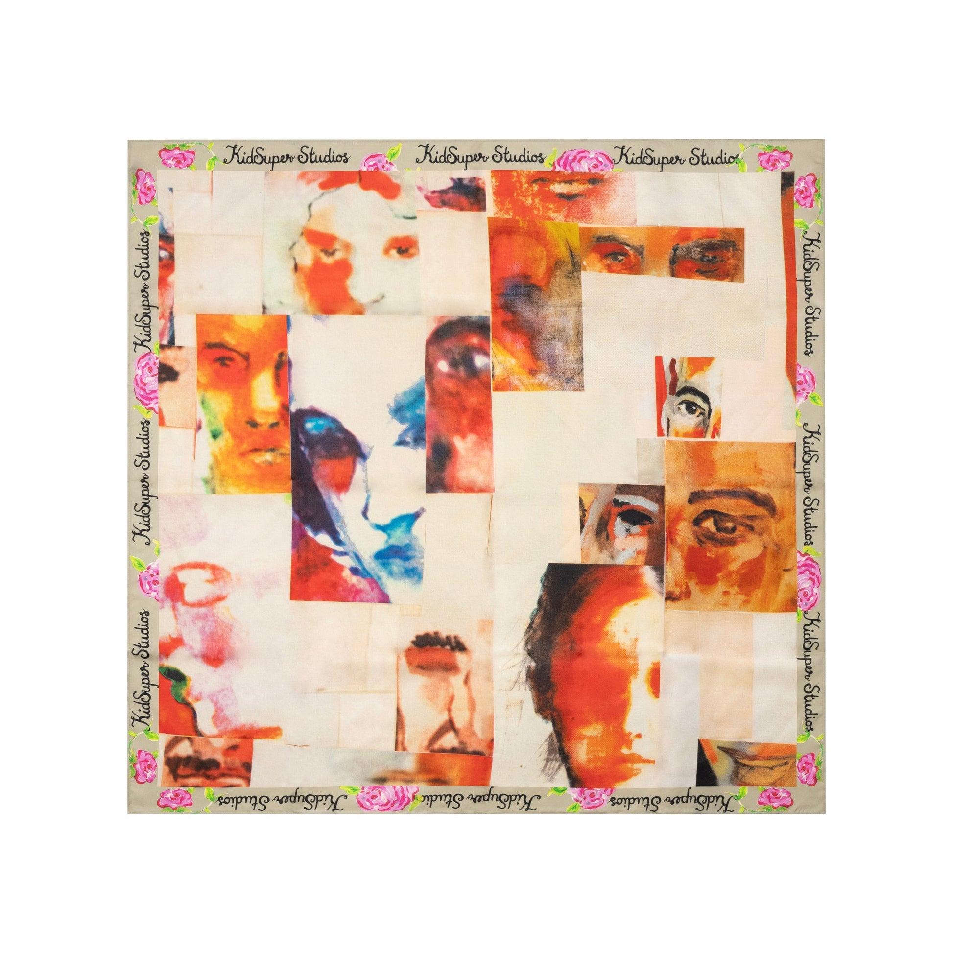 Collage Faces Silk Scarf [Multi] by KIDSUPER STUDIOS
