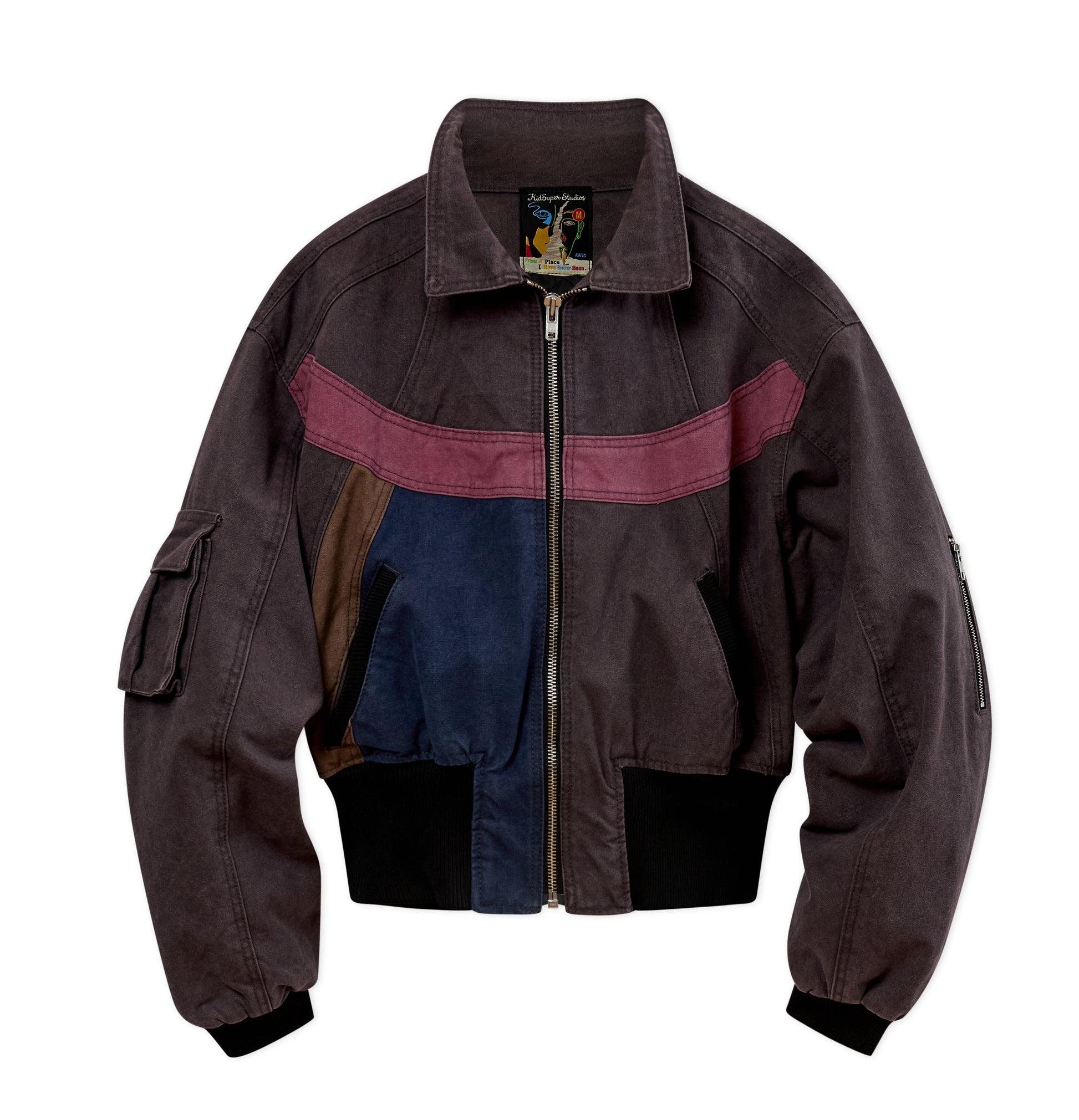 Cropped Canvas Bomber Jacket [Brown] by KIDSUPER STUDIOS