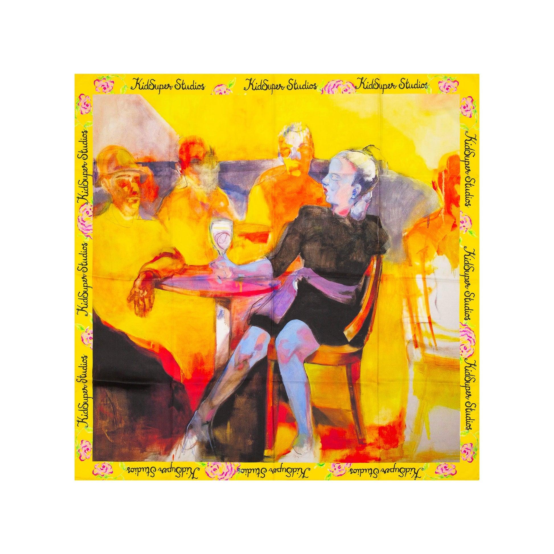 Dining Room printed Silk Scarf [Yellow] by KIDSUPER STUDIOS