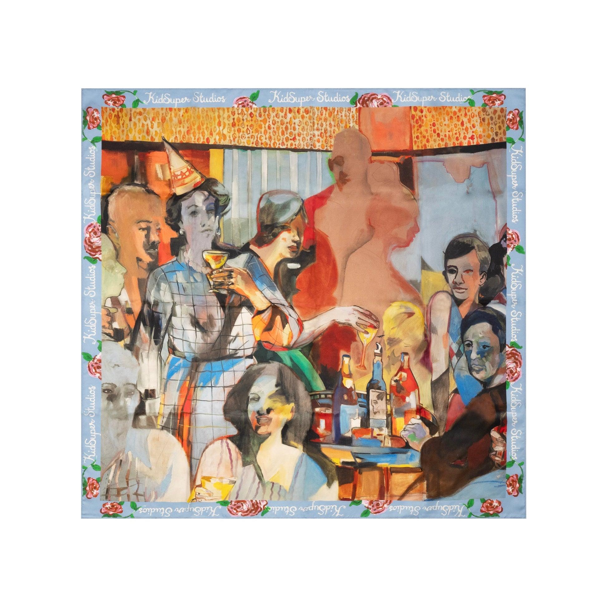 Dinner With Friends Silk Scarf [Multi] by KIDSUPER STUDIOS