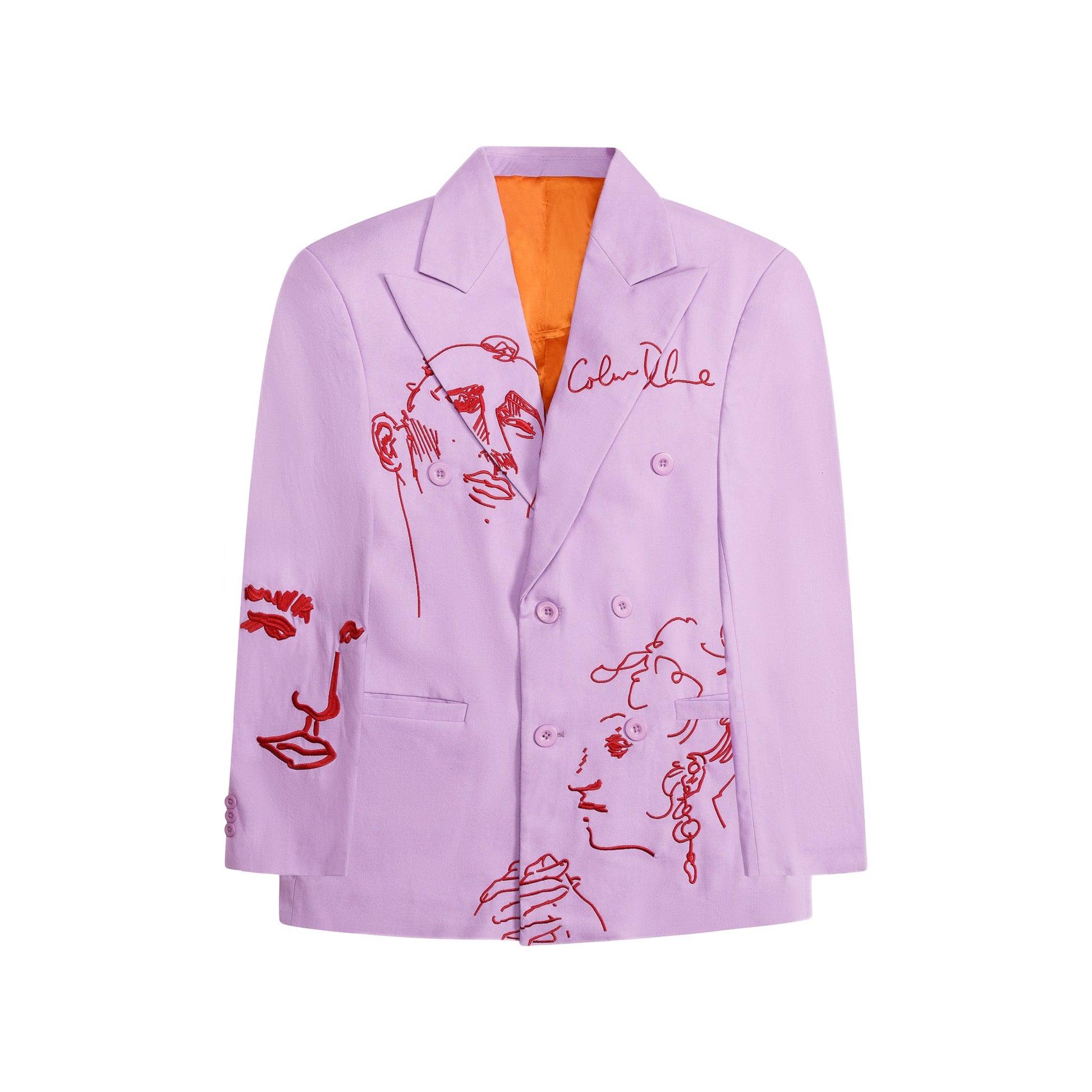 Doodle Faces Embroidered Suit Top [Lavender] by KIDSUPER STUDIOS