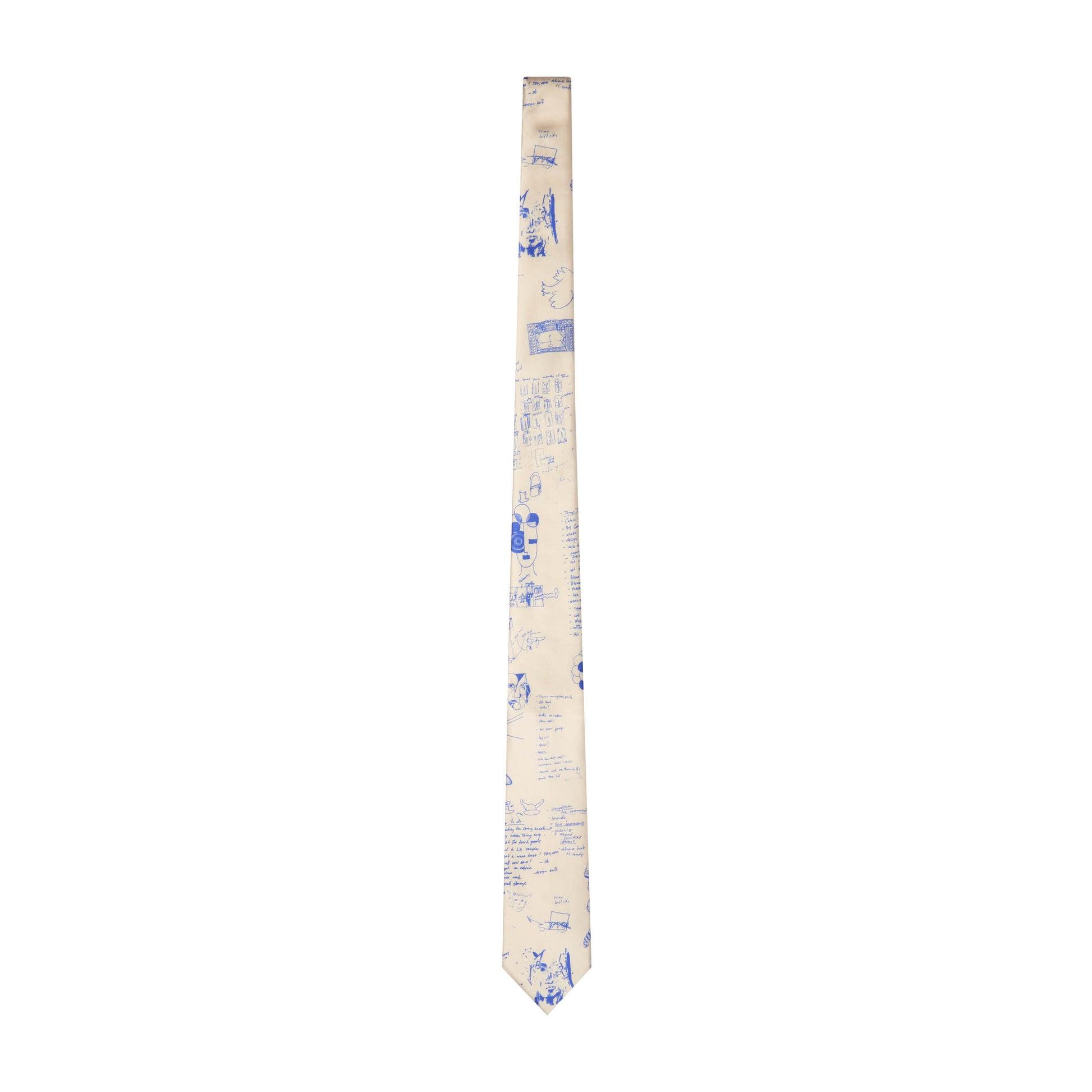 Doodle-Printed Silk Tie [Tan] by KIDSUPER STUDIOS