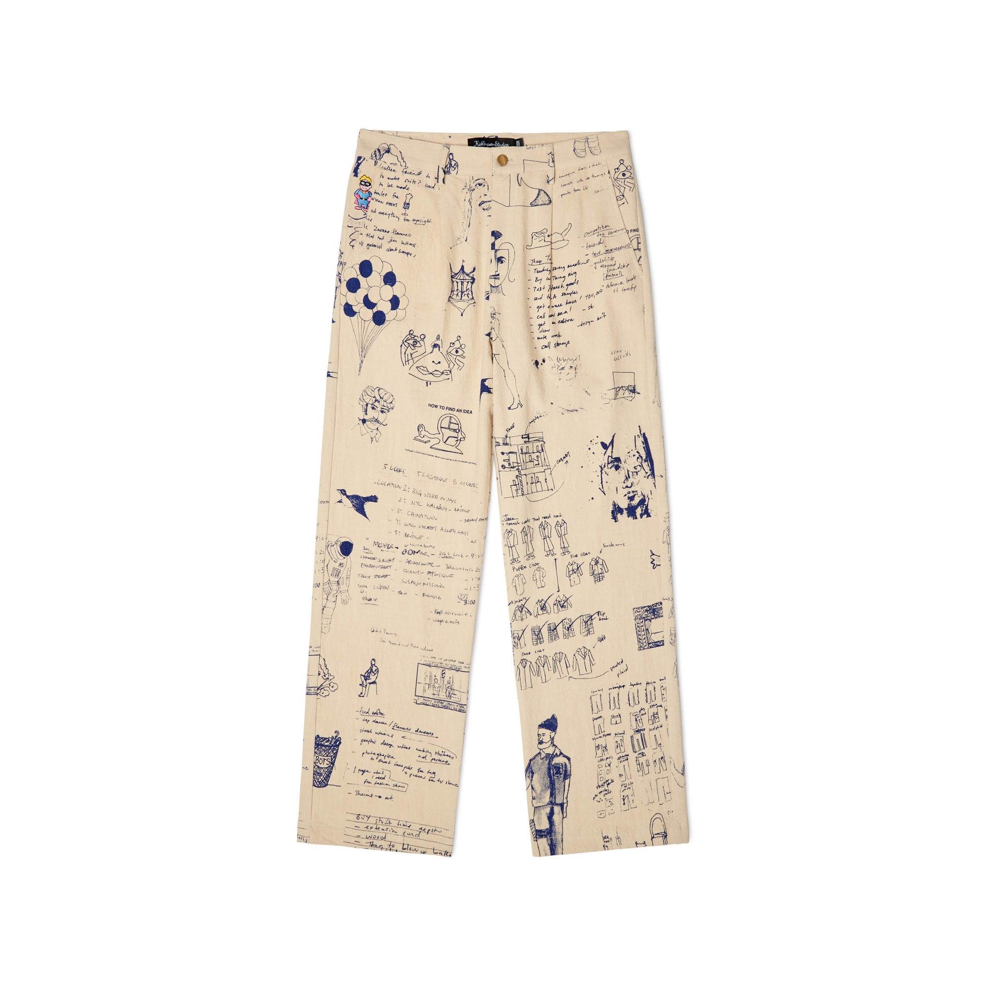 Doodles Linen Pants [Tan] by KIDSUPER STUDIOS