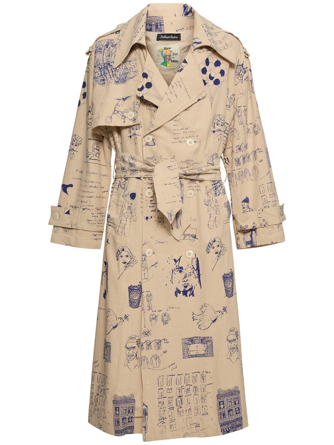 Doodles Printed Trench Coat by KIDSUPER STUDIOS