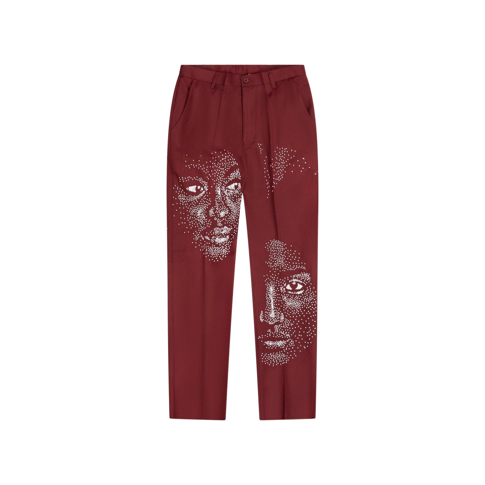 Embellished Faces Suit Bottom [Burgundy] by KIDSUPER STUDIOS