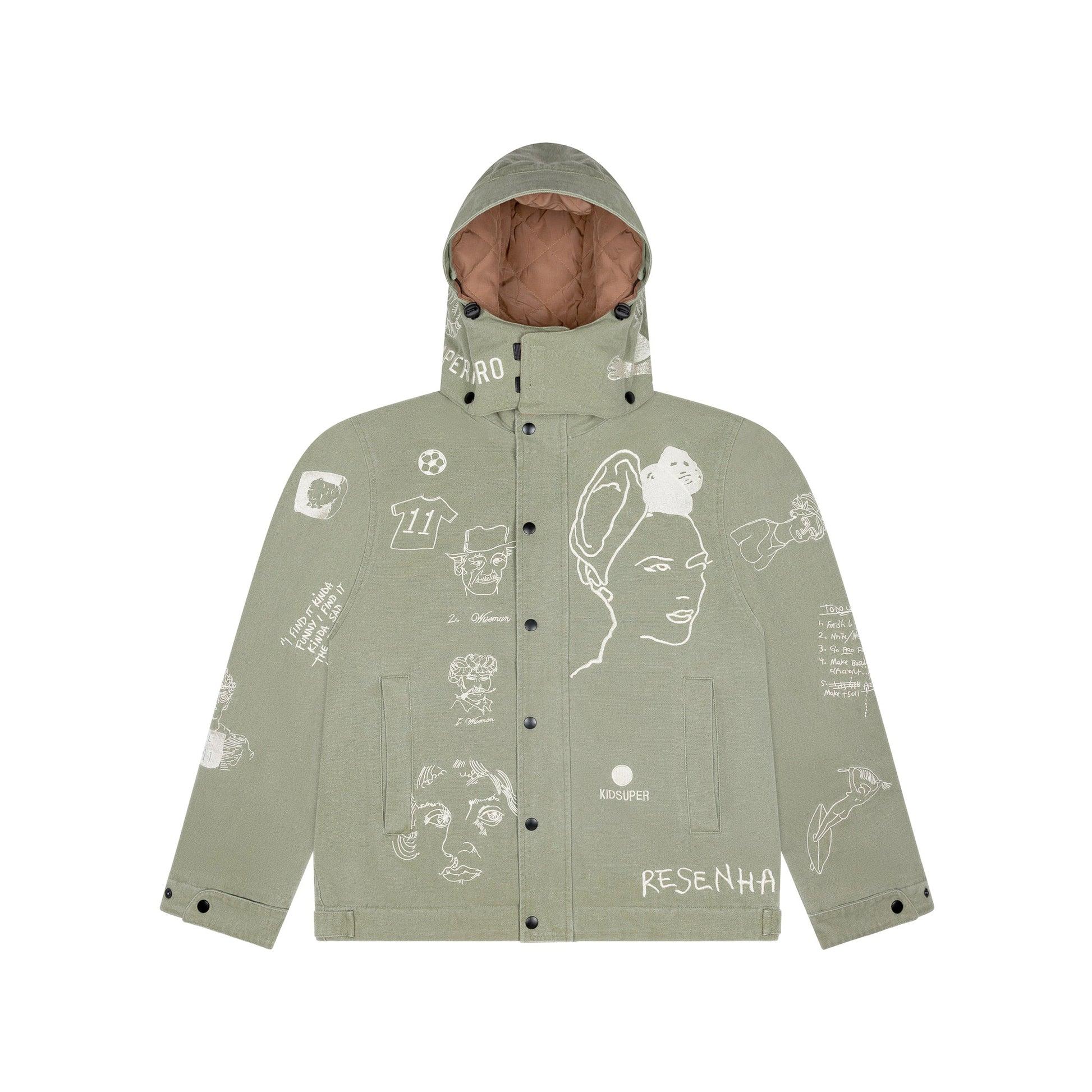 Embroidered Canvas Zip Jacket [Olive] by KIDSUPER STUDIOS