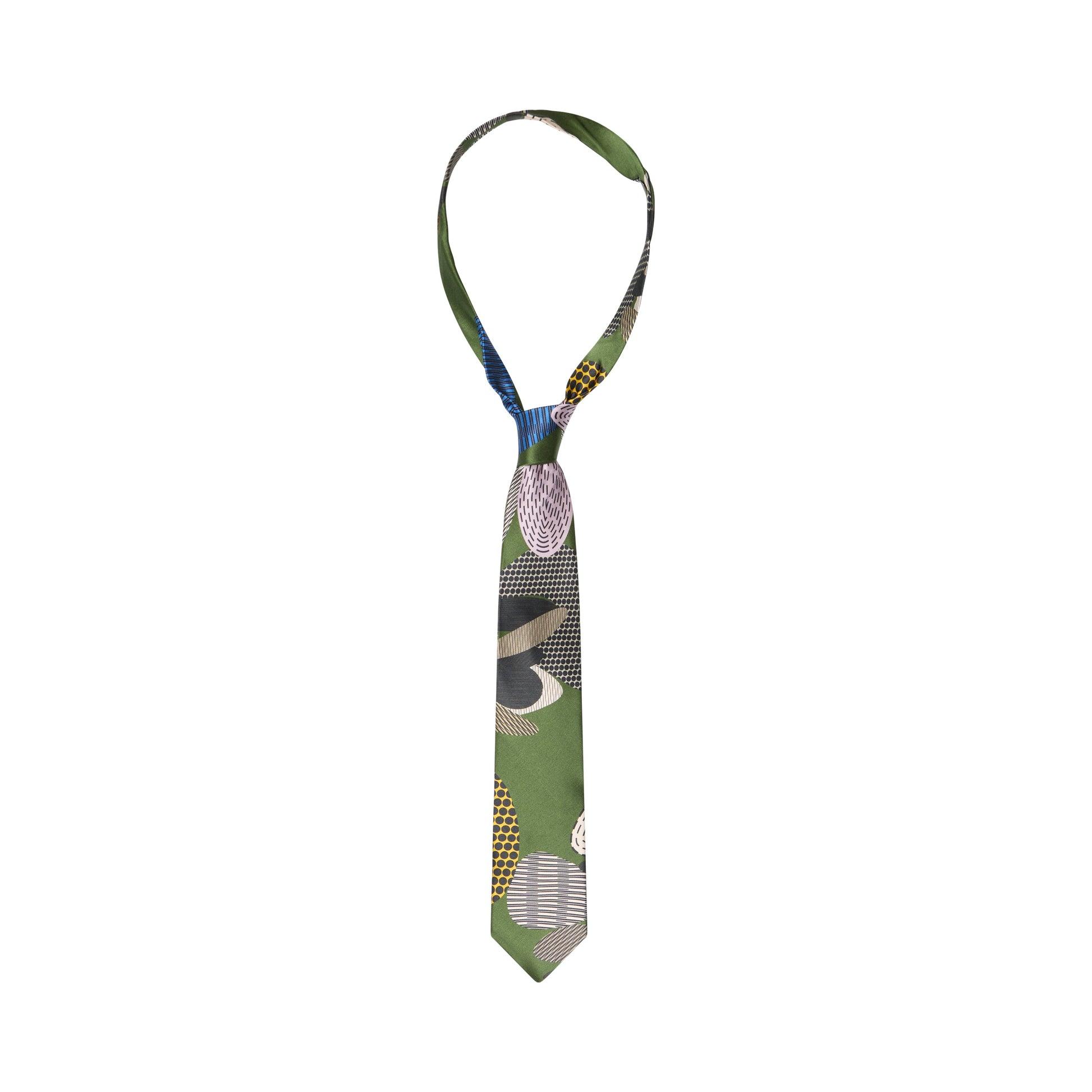 Face Dots Silk Tie [Green] by KIDSUPER STUDIOS