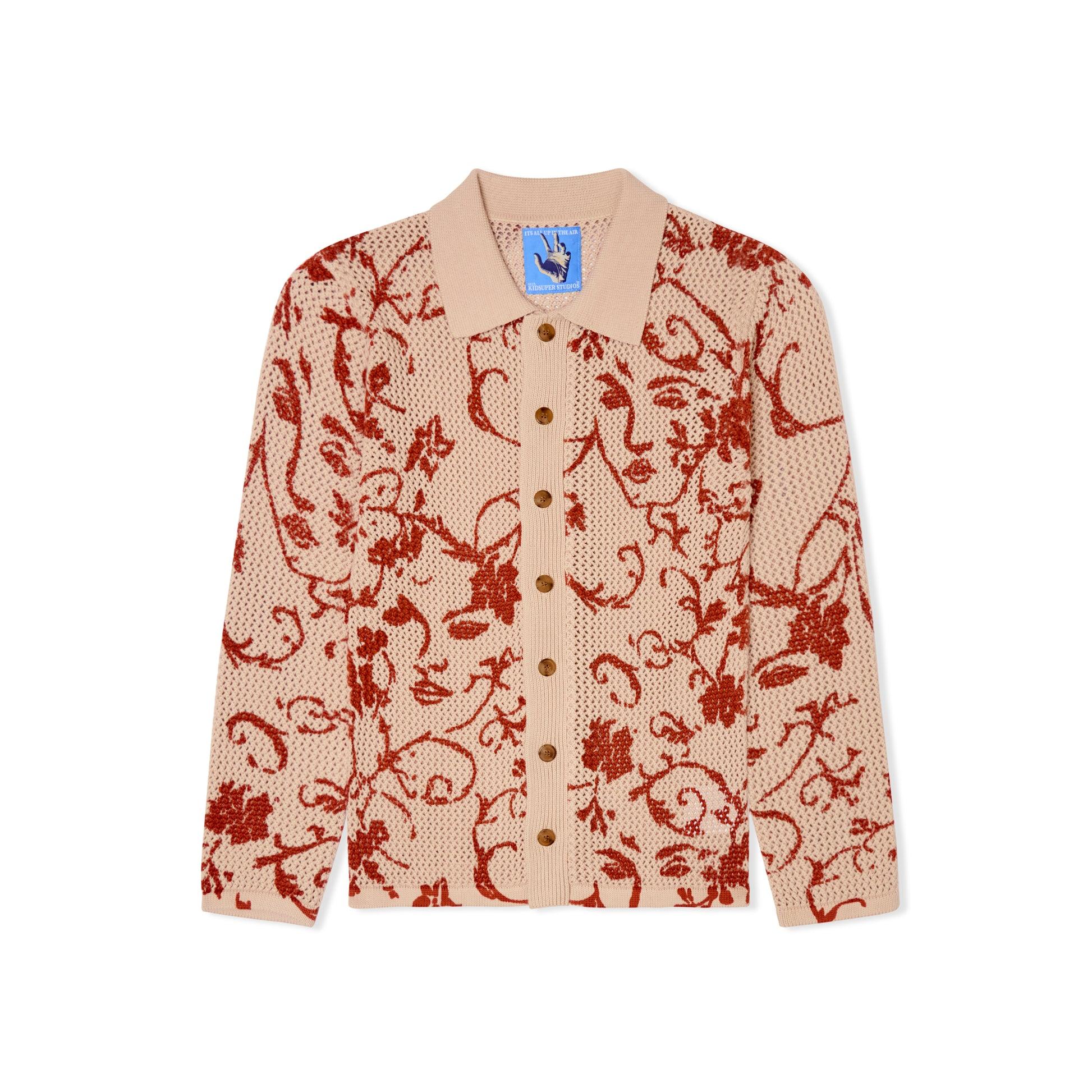 Face Floral Open Knit Top [Cream] by KIDSUPER STUDIOS