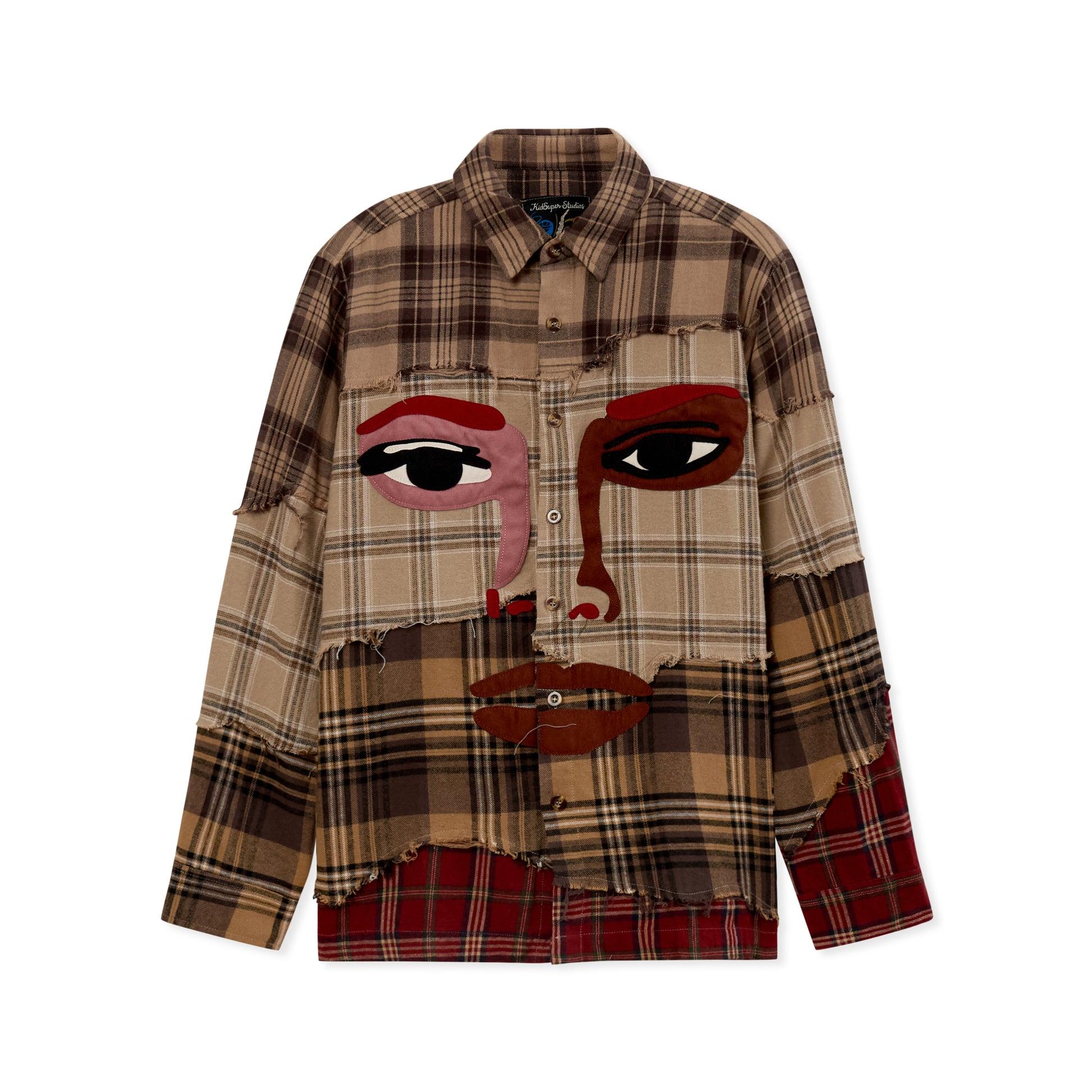 Face Patchwork Flannel [Red] by KIDSUPER STUDIOS