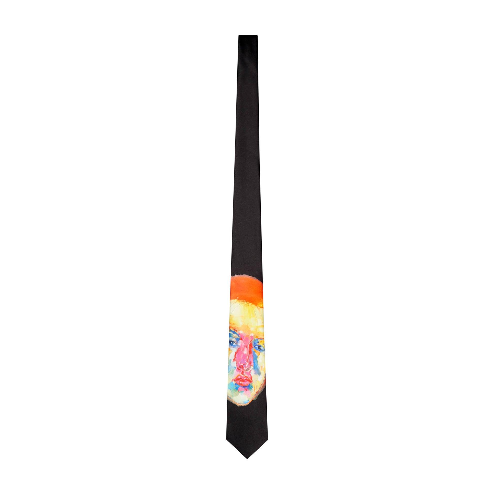 Face-Printed Silk Tie [Black] by KIDSUPER STUDIOS
