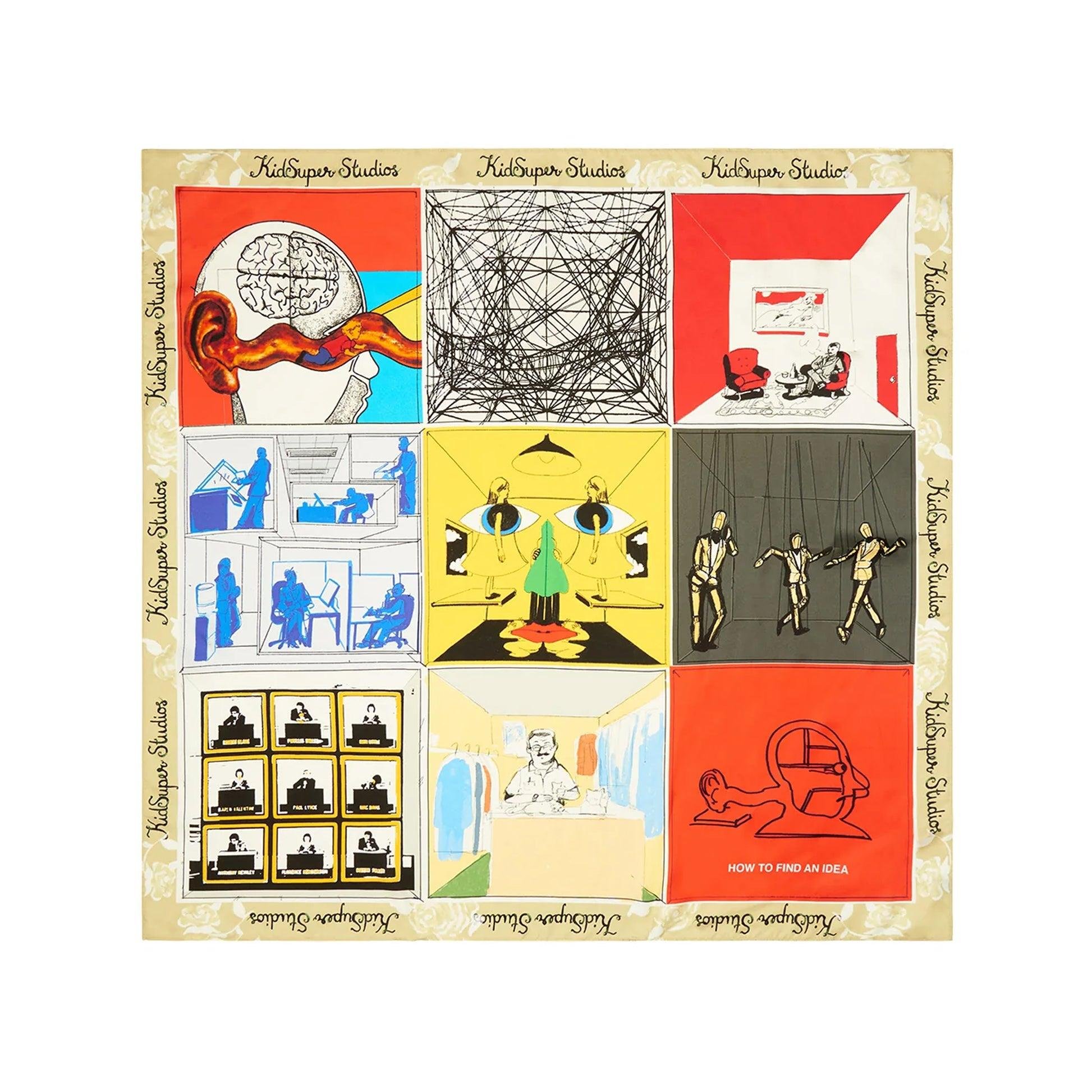 How To Find an Idea Story Board Printed Silk Scarf [Multi] by KIDSUPER STUDIOS