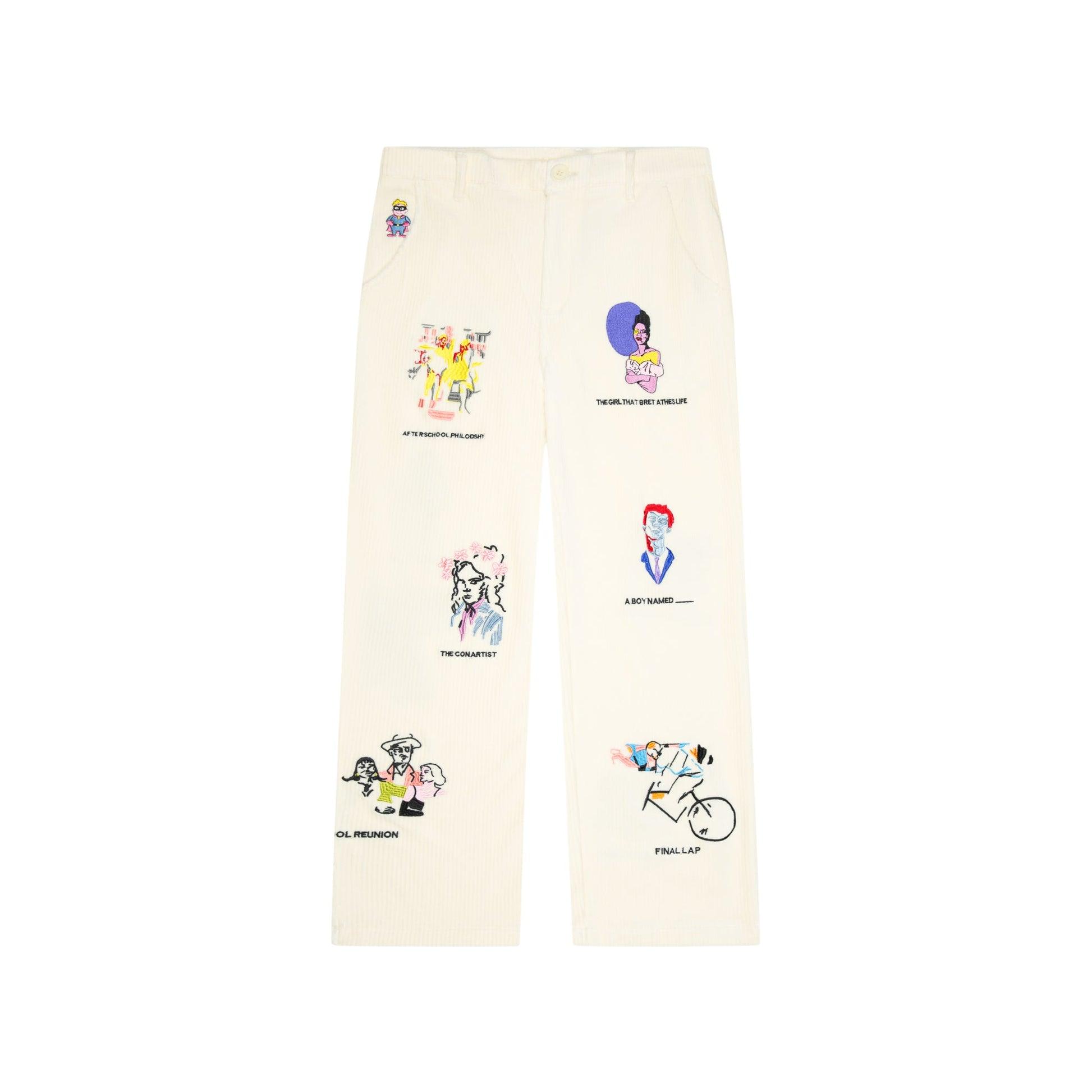 KidSuper Museum Embroidered Cords [Cream] by KIDSUPER STUDIOS