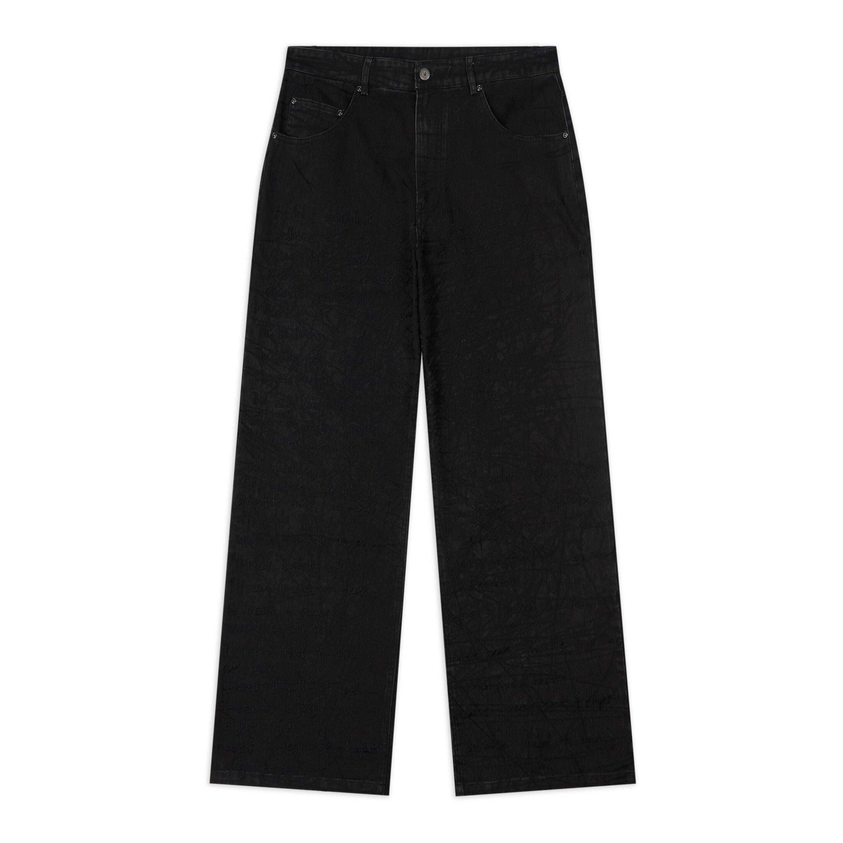 Manuscript Embroidered Jeans [Black] by KIDSUPER STUDIOS