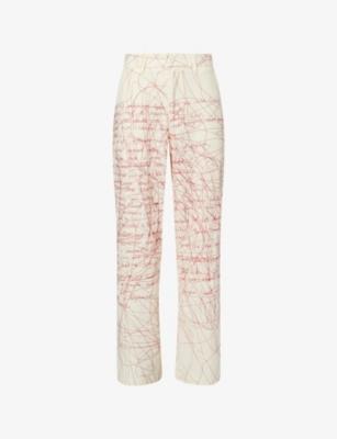 Manuscript-Embroidered Wide-Leg Cotton-Blend Trousers by KIDSUPER STUDIOS