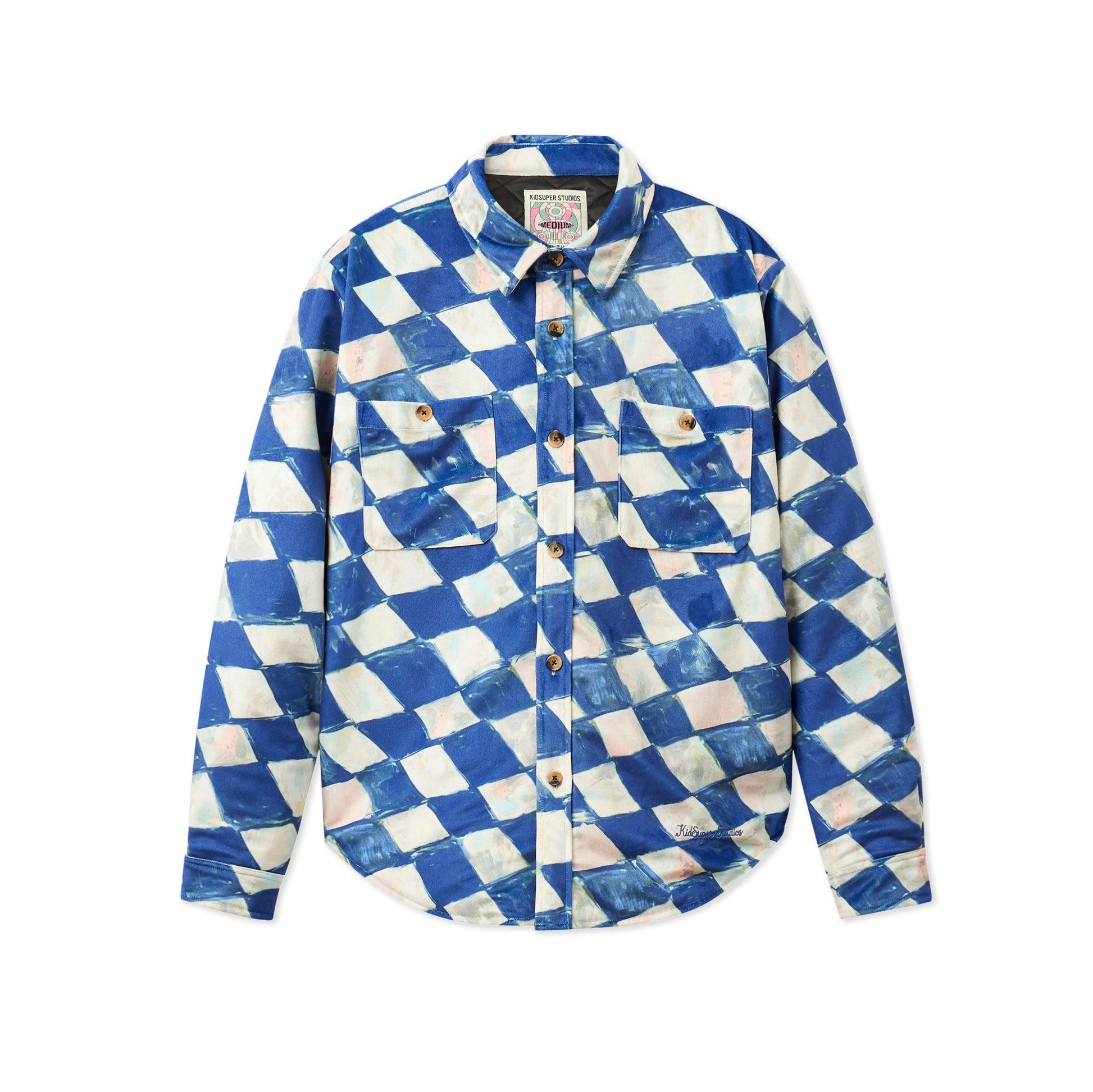 Moleskin Checkered quilted Overshirt [Blue] by KIDSUPER STUDIOS