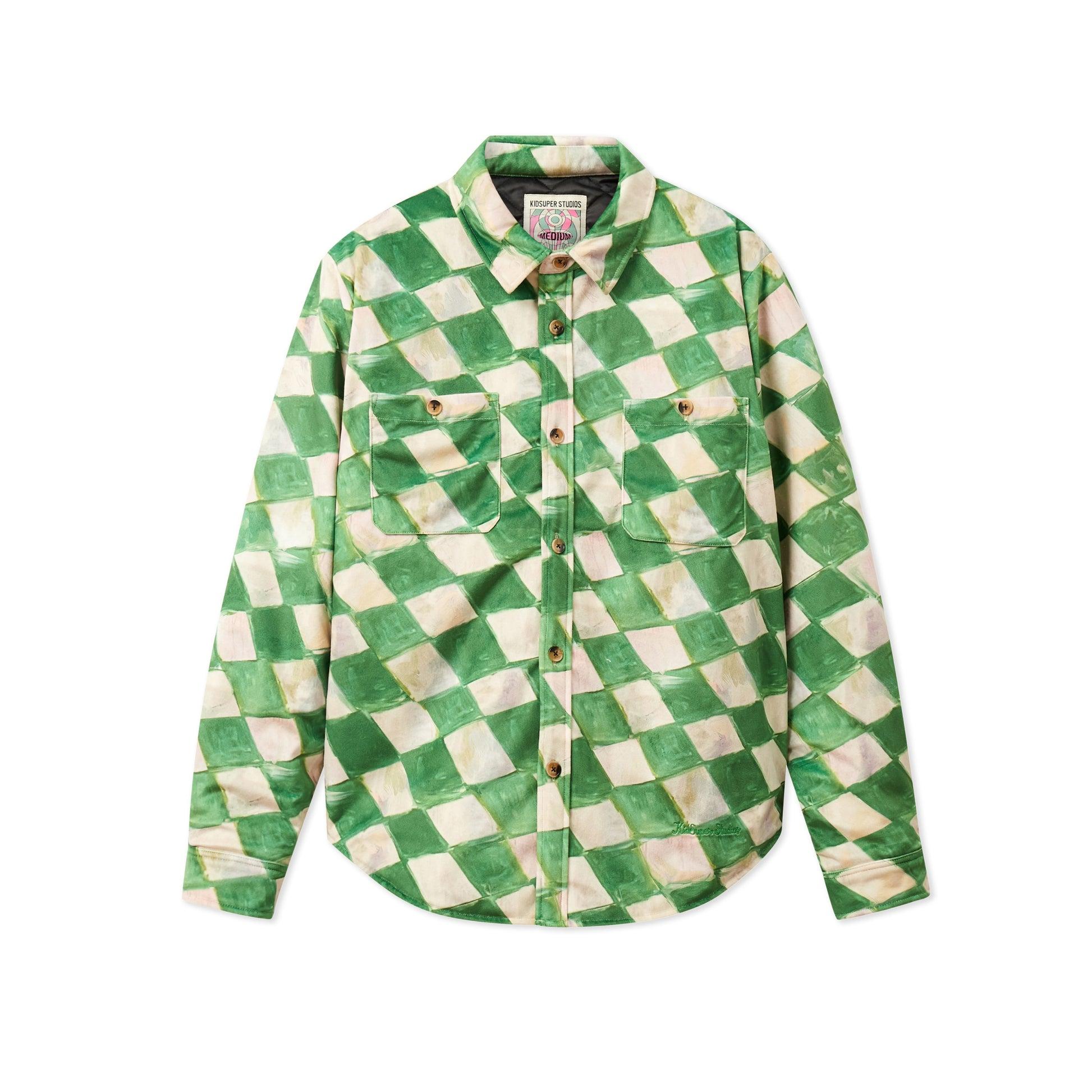 Moleskin Checkered quilted Overshirt [Green] by KIDSUPER STUDIOS