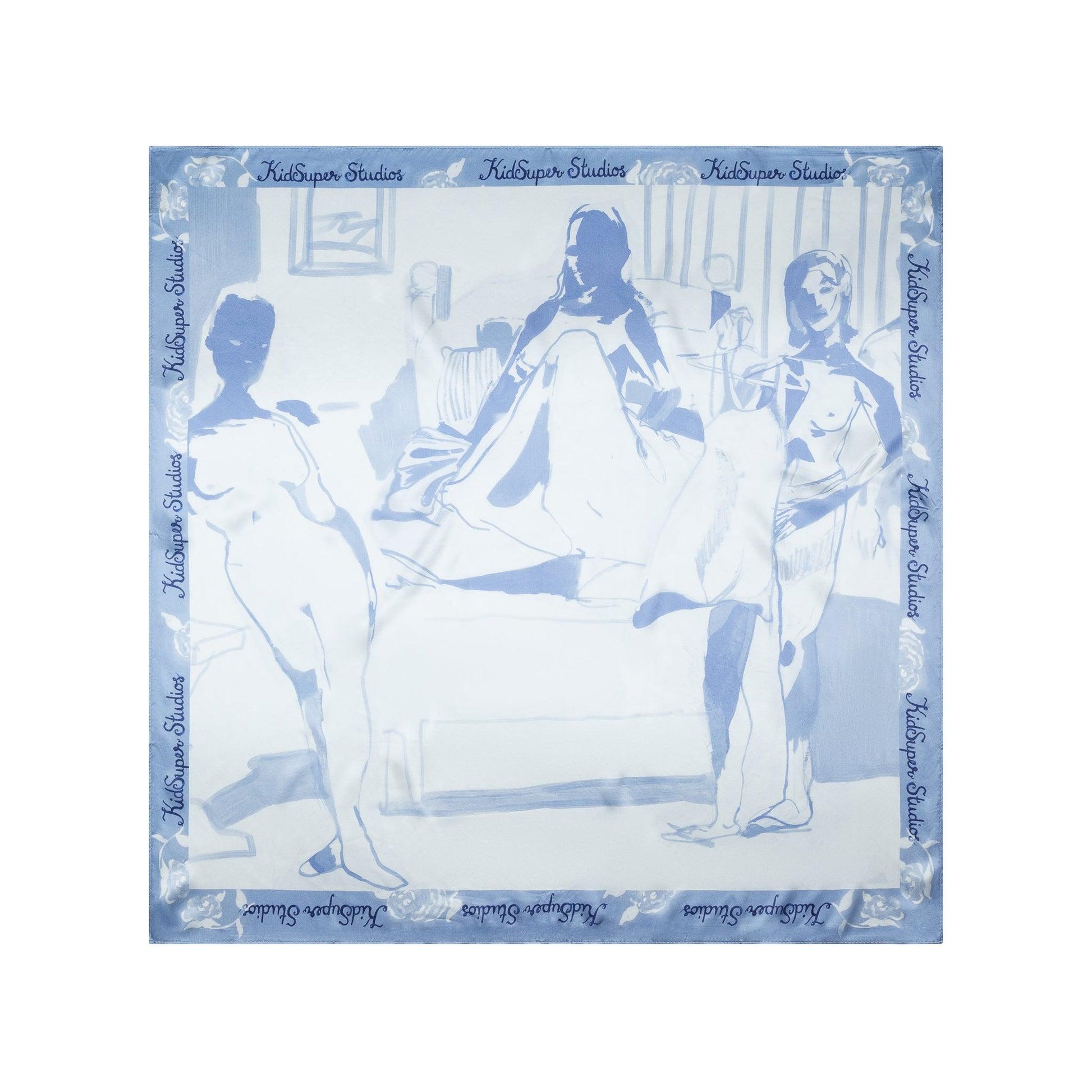 Painted Bedroom Silk Scarf [Blue] by KIDSUPER STUDIOS