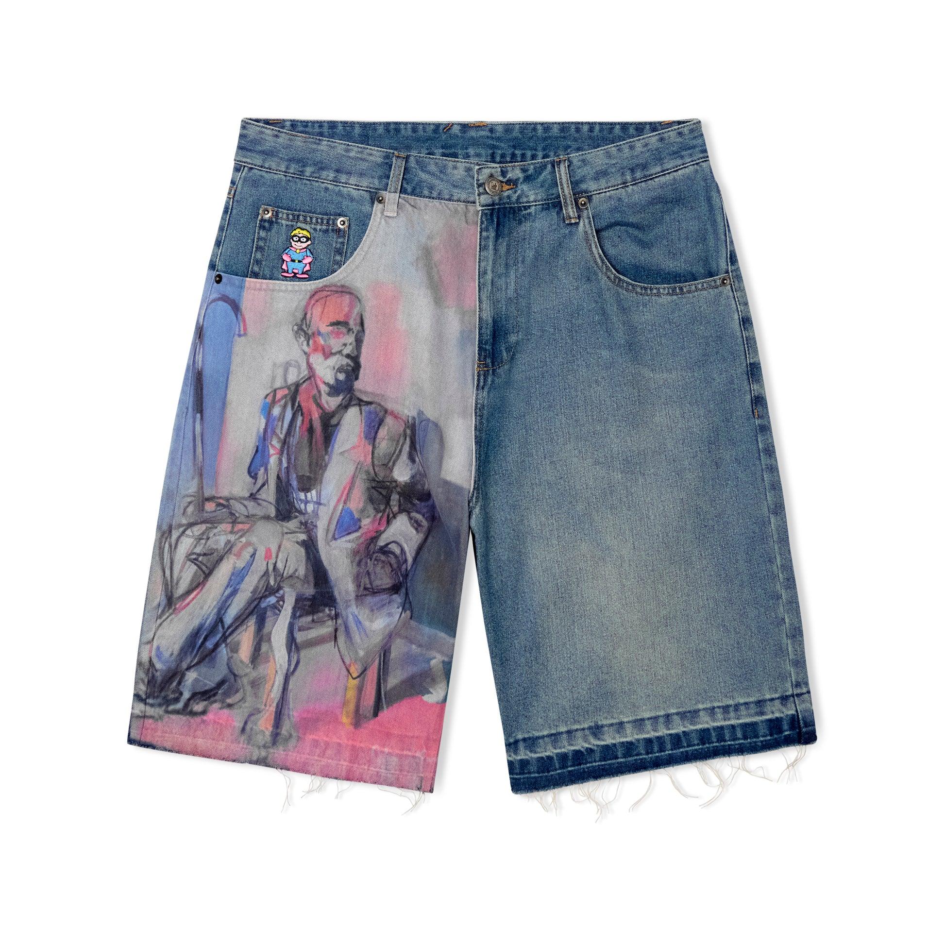 Painted Panel Shorts [Light Wash] by KIDSUPER STUDIOS