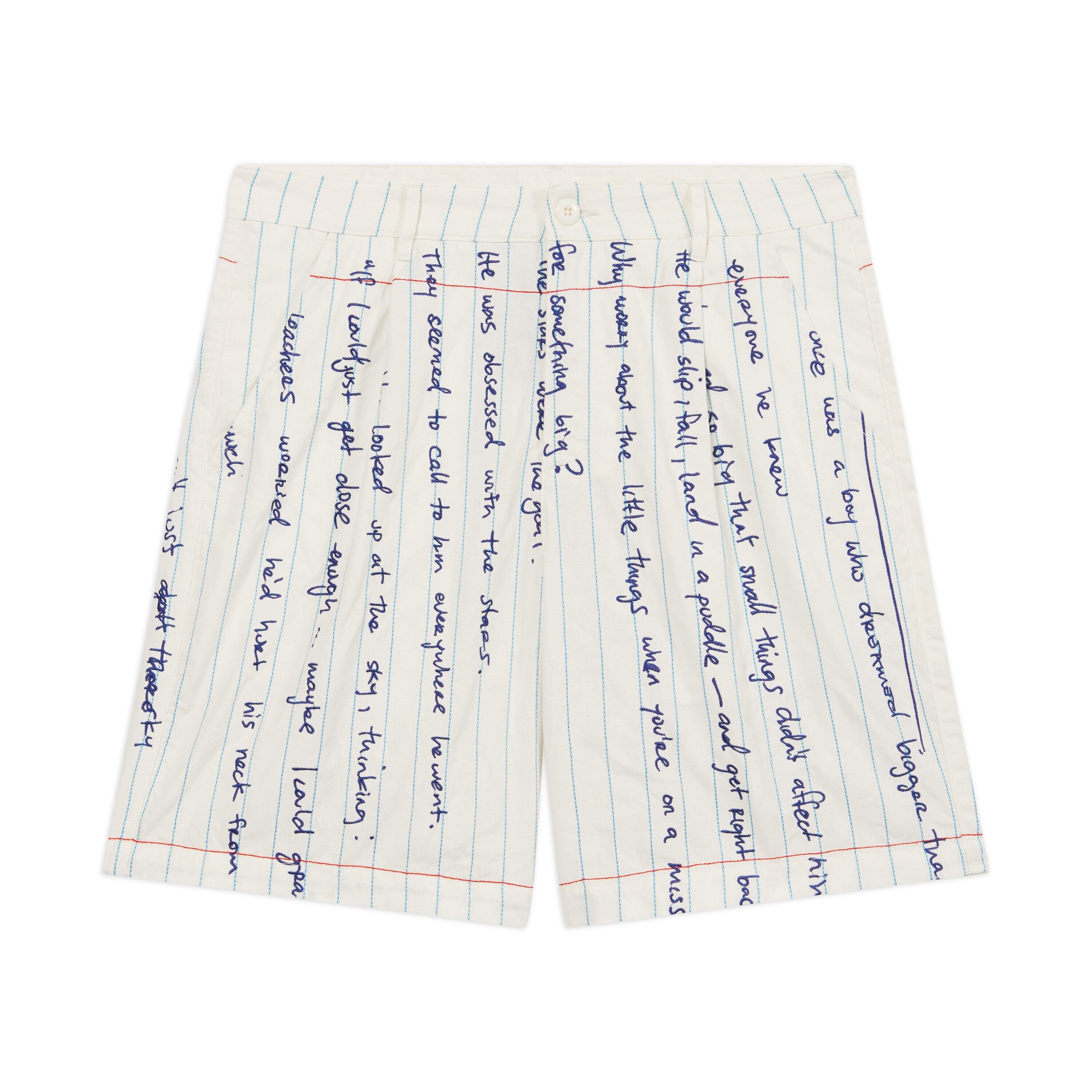 Paper Handwriting Pleated Shorts [Black] by KIDSUPER STUDIOS
